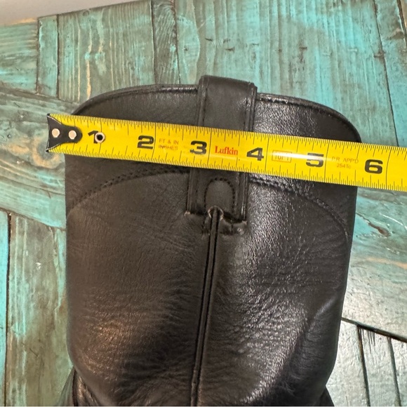 J Chisholm Boots Leather Cowboy 9 D Black Leather Western Riding USA Vintage - Picture 4 of 10